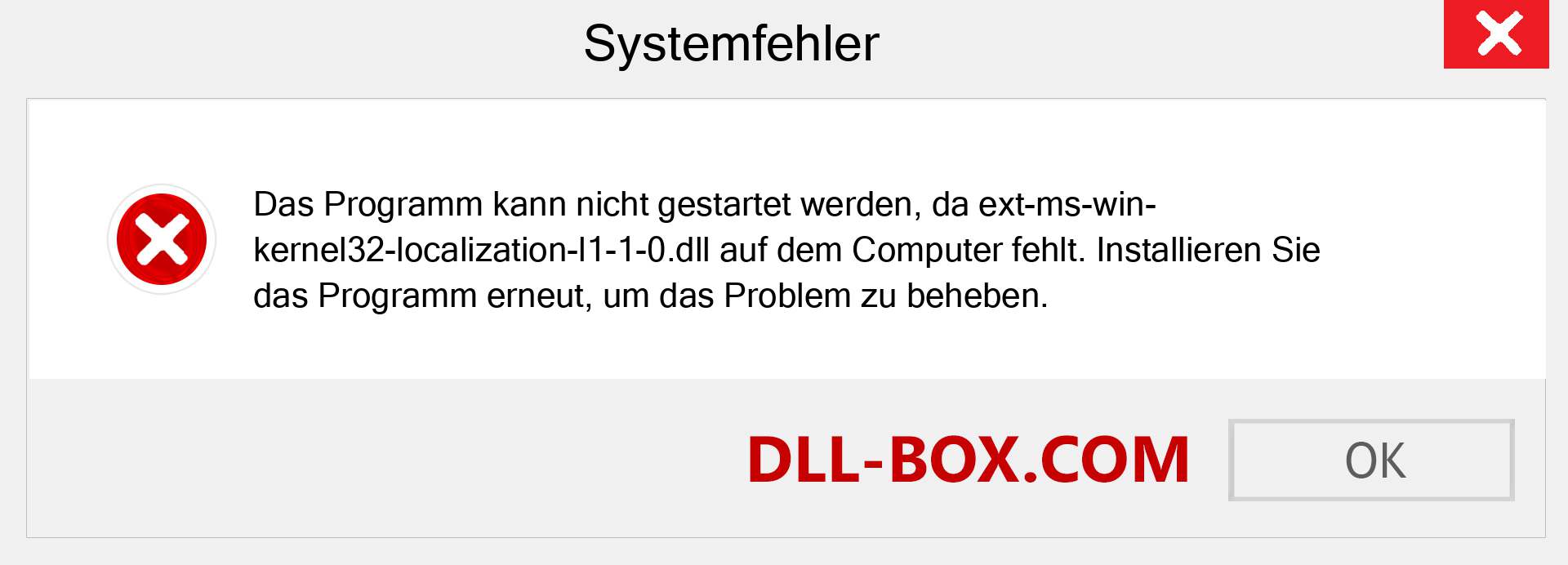 ext-ms-win-kernel32-localization-l1-1-0.dll-Datei fehlt?. Download für Windows 7, 8, 10 - Fix ext-ms-win-kernel32-localization-l1-1-0 dll Missing Error unter Windows, Fotos, Bildern